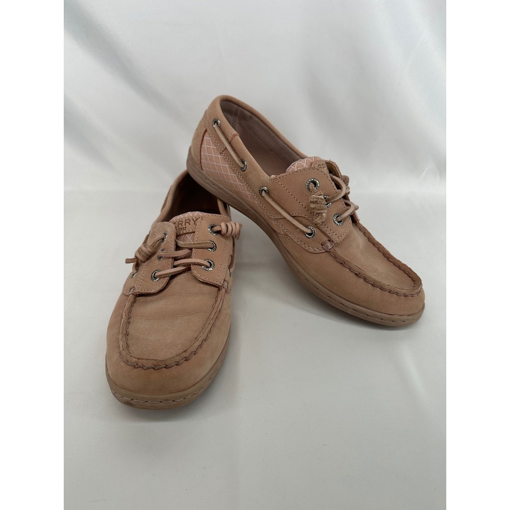 Sperry Boat Shoe Women 7.5 M Blush Pink Leather Lattice STS82425 Top-Sider